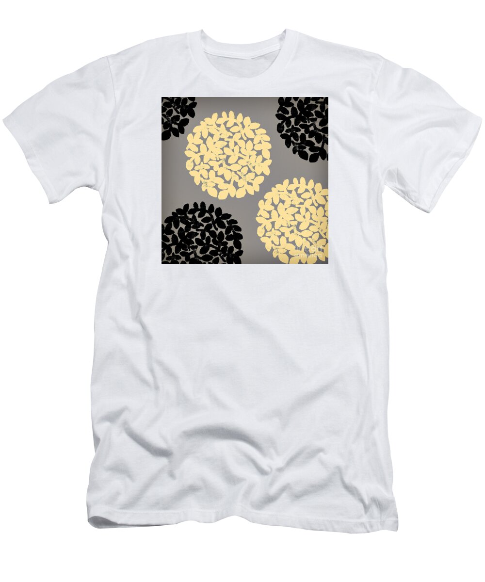 Yellow T-Shirt featuring the painting English Garden Retro Flower pattern by Mindy Sommers