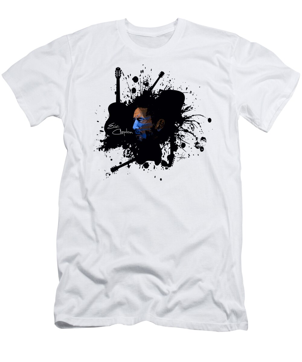 Eric Clapton T-Shirt featuring the painting Eric Clapton in Blue by Ryan Anderson