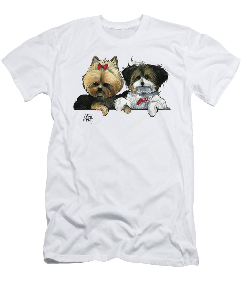 Yorkie T-Shirt featuring the drawing Escalera 3570 by John LaFree