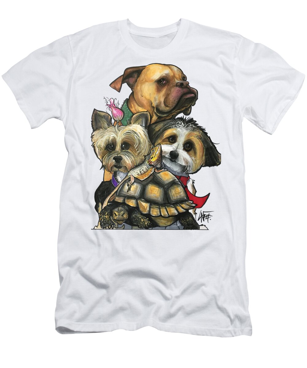 Escalera T-Shirt featuring the drawing Escalera by Canine Caricatures By John LaFree