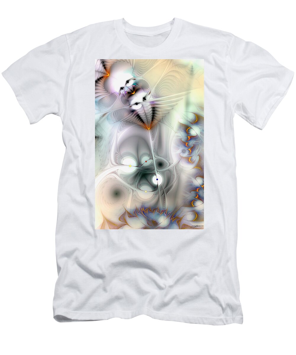 Abstract T-Shirt featuring the digital art Escaping the Fires of Consequence by Casey Kotas