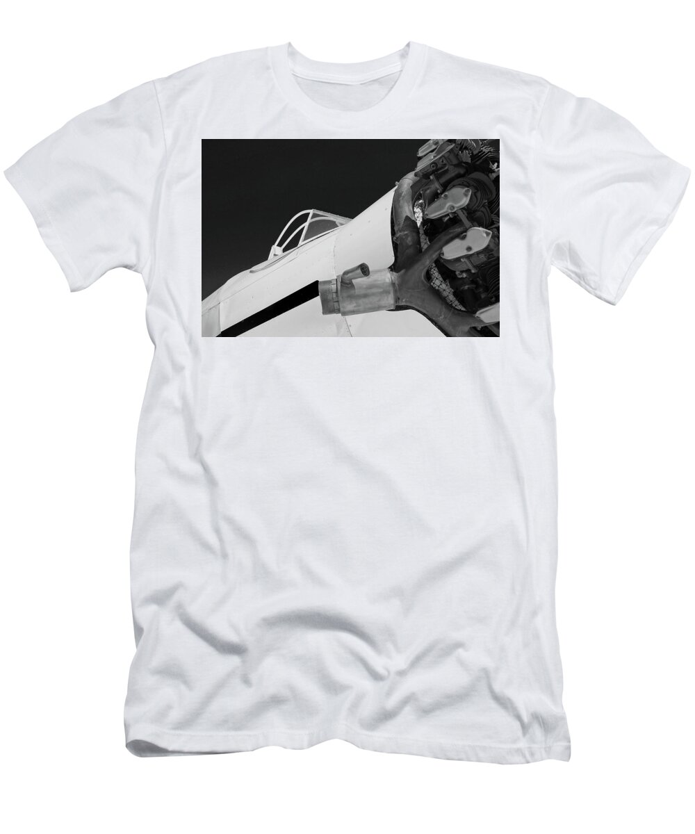 Plane T-Shirt featuring the photograph Exhaust bw #72 by Raymond Magnani