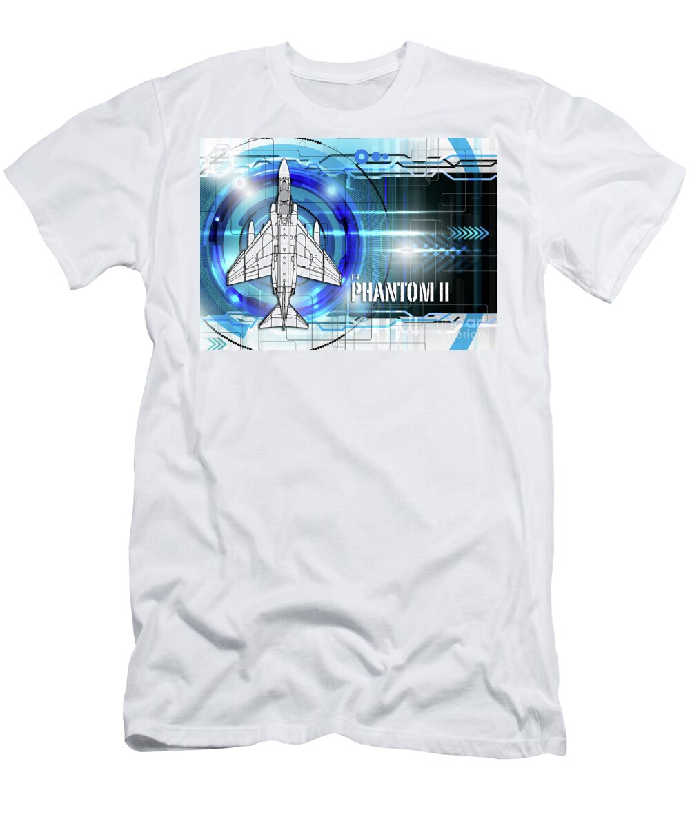 F4 T-Shirt featuring the digital art F4 Phantom Blueprint by Airpower Art