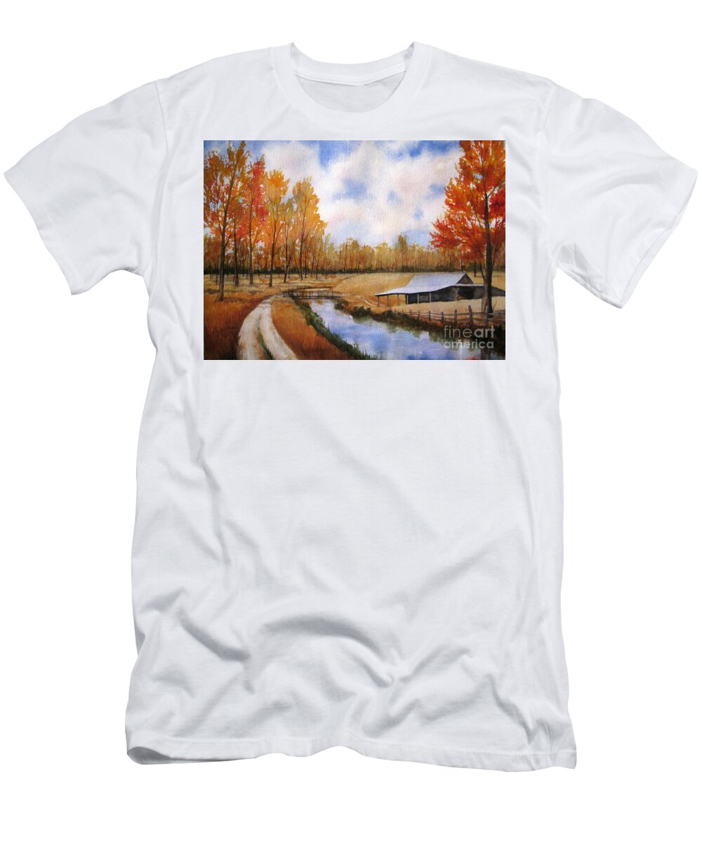 Landscape T-Shirt featuring the painting Fall Colors by Shirley Braithwaite Hunt