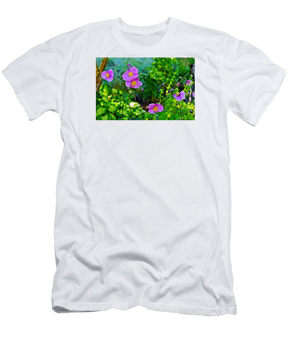 Anemone T-Shirt featuring the photograph Fall Gardens September Charm Anemone by Janis Senungetuk