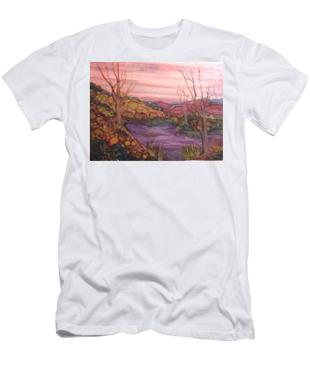 Alcohol Ink T-Shirt featuring the painting Fall Sky by Betsy Carlson Cross