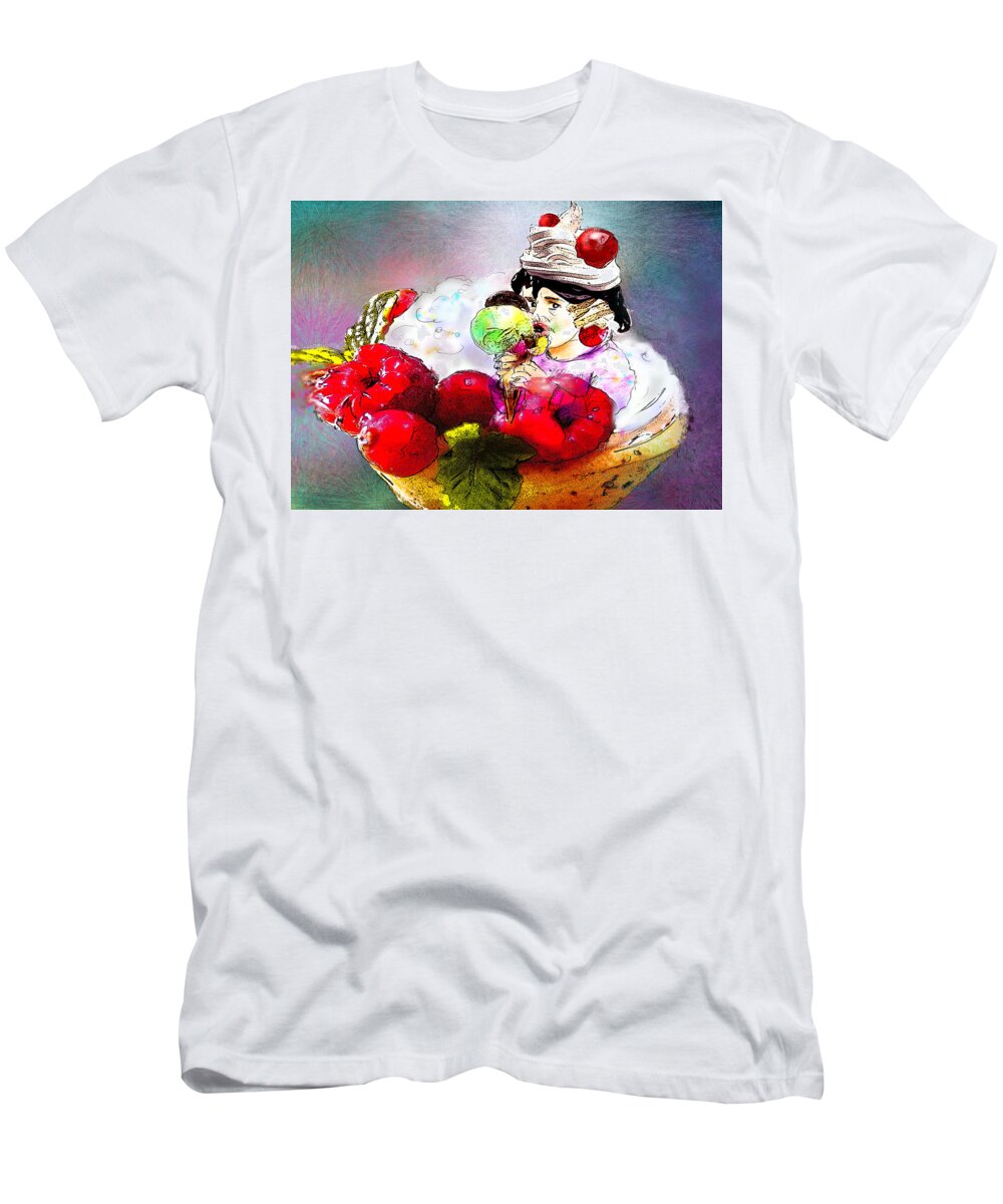 Love Art T-Shirt featuring the painting Fancy an icecream with me by Miki De Goodaboom