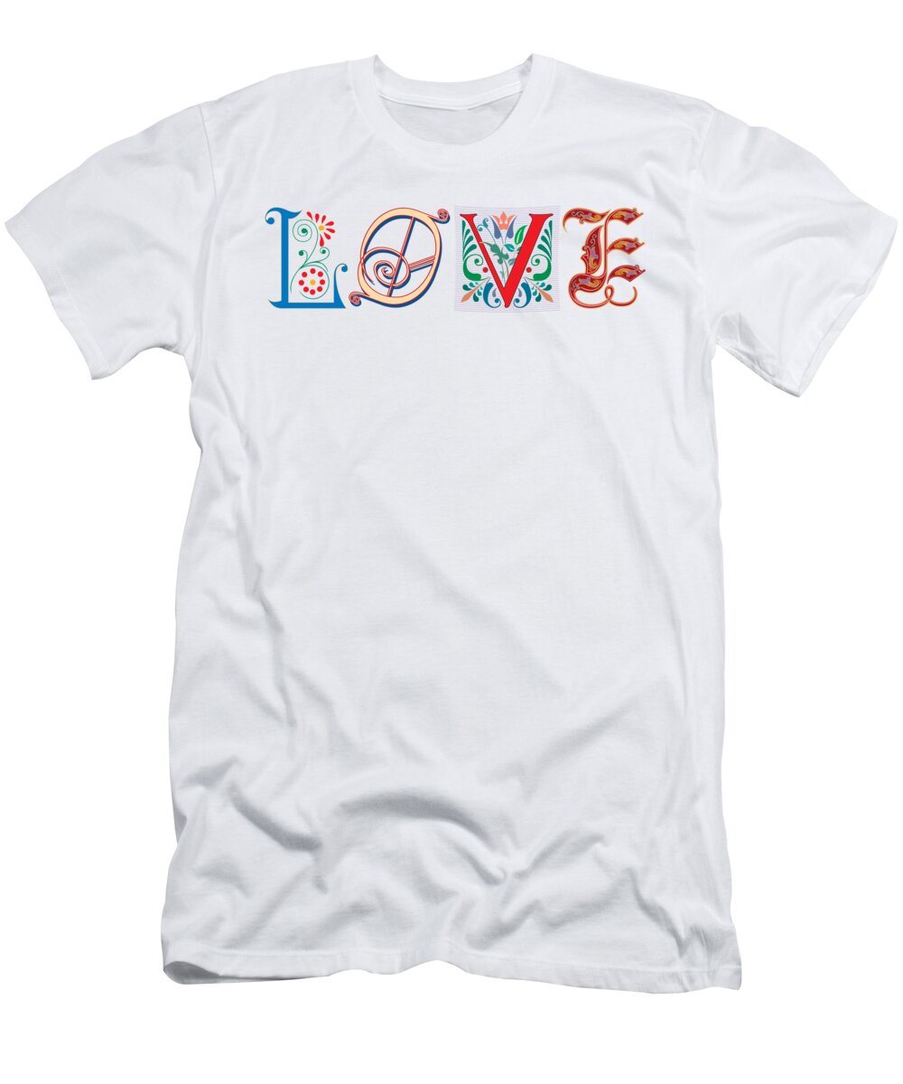 Love T-Shirt featuring the digital art Fancy Love Banner by Kathy Anselmo