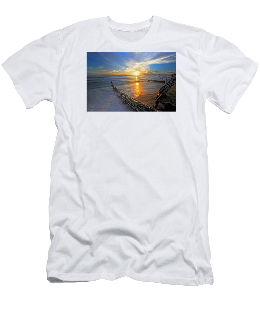 Maui Hawaii Thousand Peaks Shorebreak Seascape Clouds T-Shirt featuring the photograph Far Out To Sea by James Roemmling