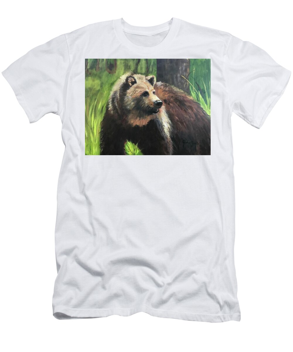 Bear T-Shirt featuring the painting Fearless by Gloria Smith