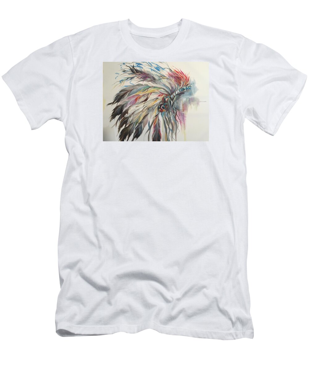 Indian T-Shirt featuring the painting Feather Hawk by Heather Roddy