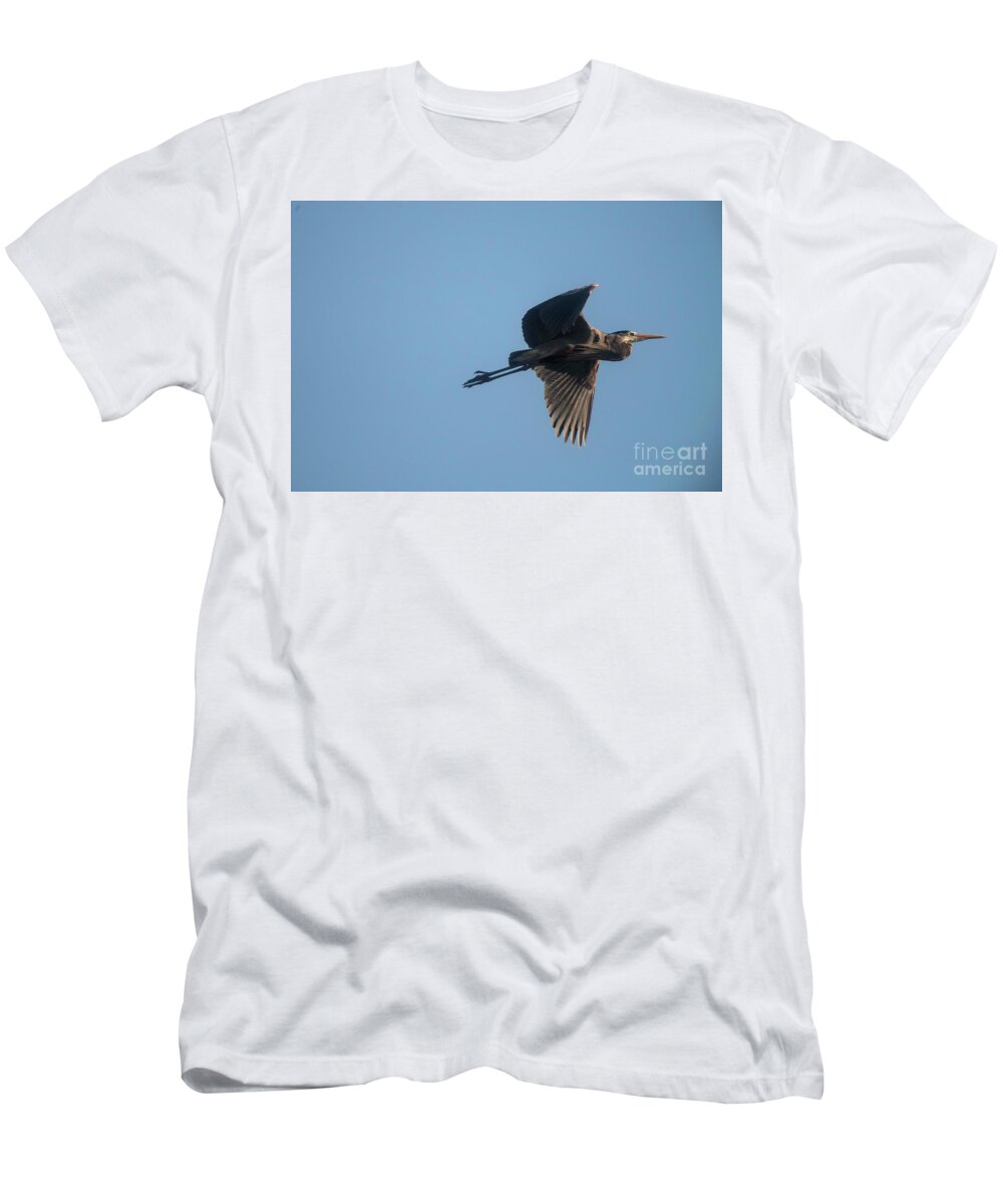 Blue Heron T-Shirt featuring the photograph Feathering the nest by David Bearden