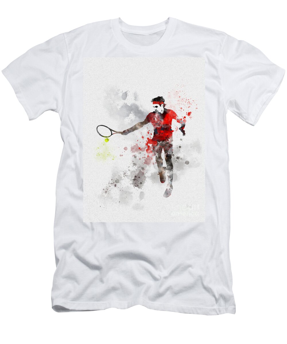 Roger Federer T-Shirt featuring the mixed media Federer by My Inspiration