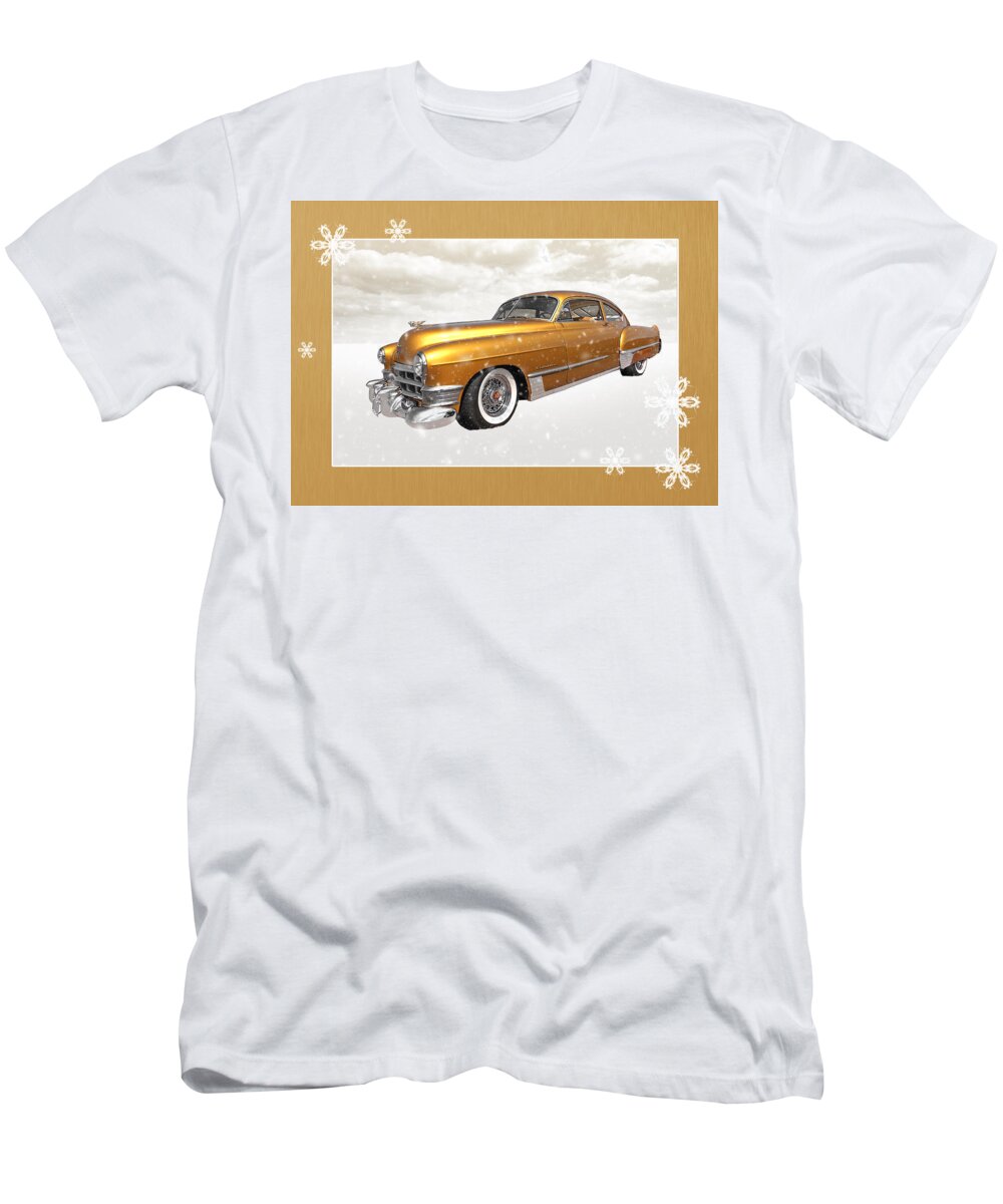 Gold Cadillac T-Shirt featuring the photograph Festive Cadillac Sedanette by Gill Billington