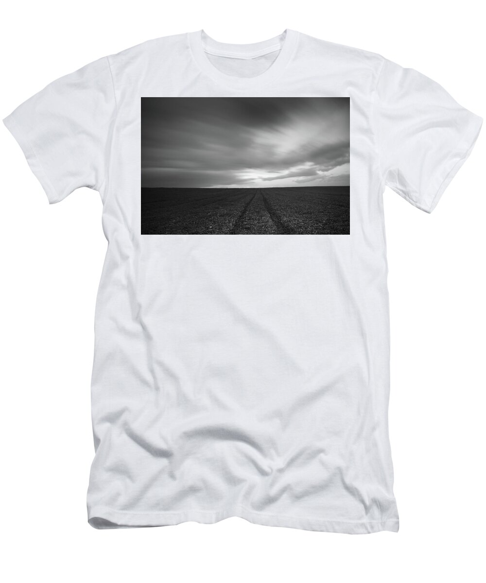 Field T-Shirt featuring the photograph Field and cloudy sky by Michalakis Ppalis