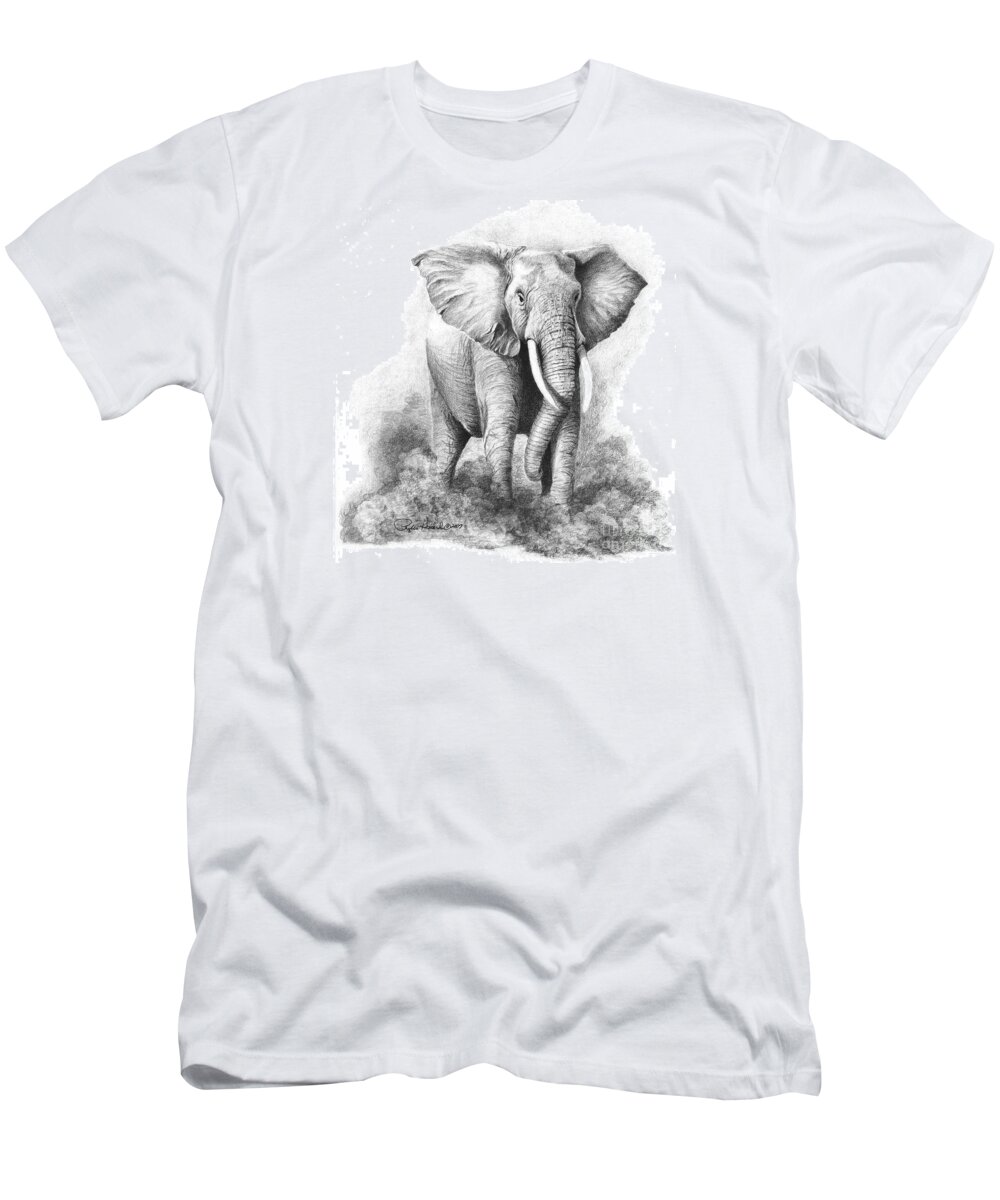 Elephant T-Shirt featuring the drawing Final Warning by Phyllis Howard