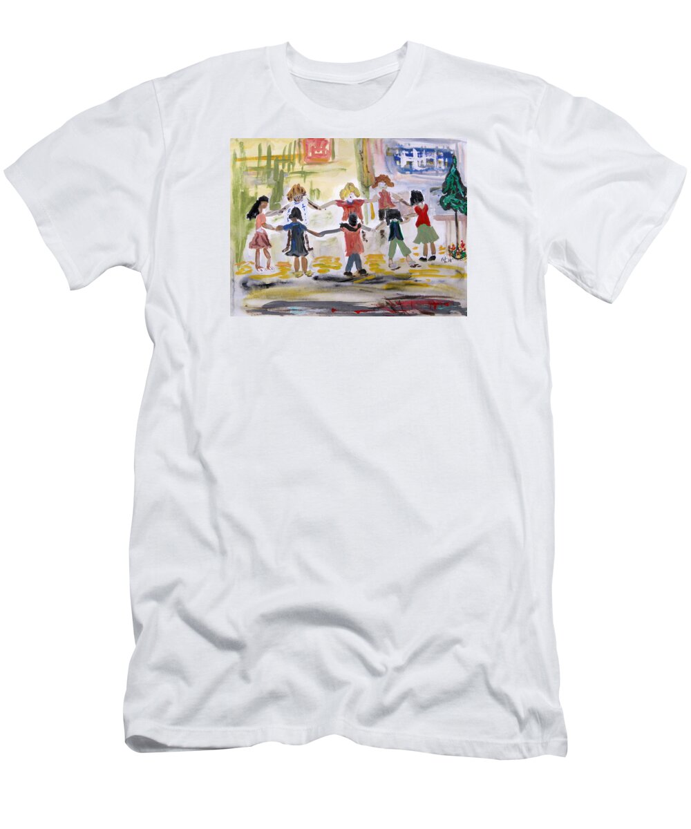 Kids T-Shirt featuring the painting Finding Time to Play by Mary Carol Williams