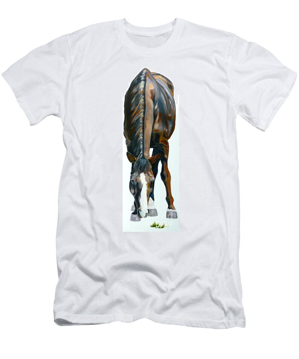 Horse T-Shirt featuring the painting First Spring Grass by Susan A Becker