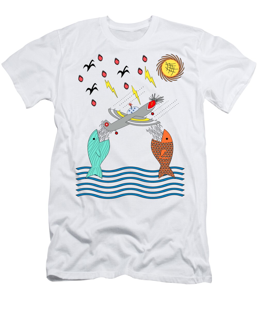 Fish Food T-Shirt featuring the digital art Fish Food by Two Hivelys
