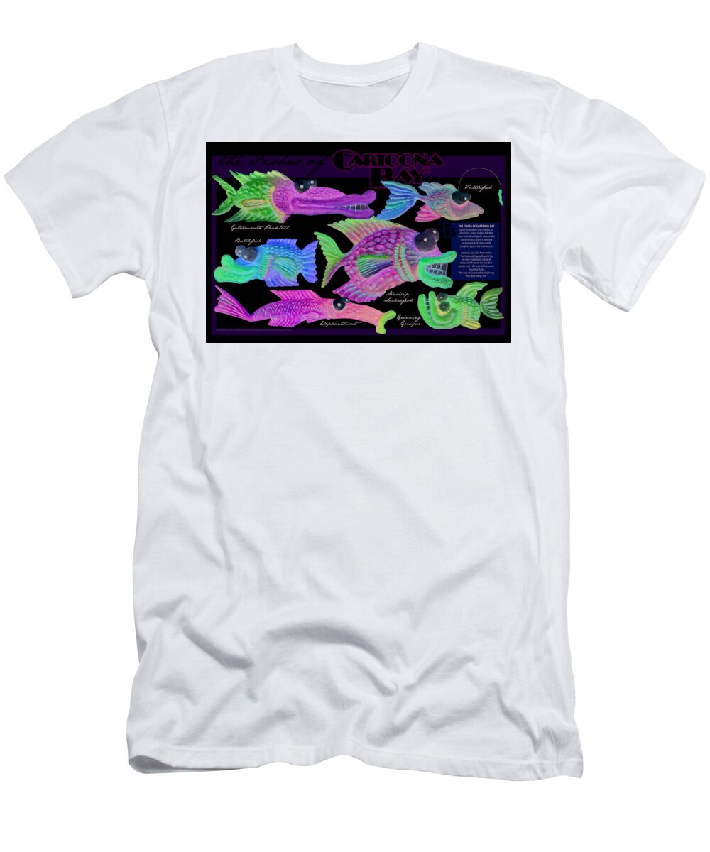 Fish T-Shirt featuring the digital art Fishes of Cartoona Bay Poster by Tim Nyberg