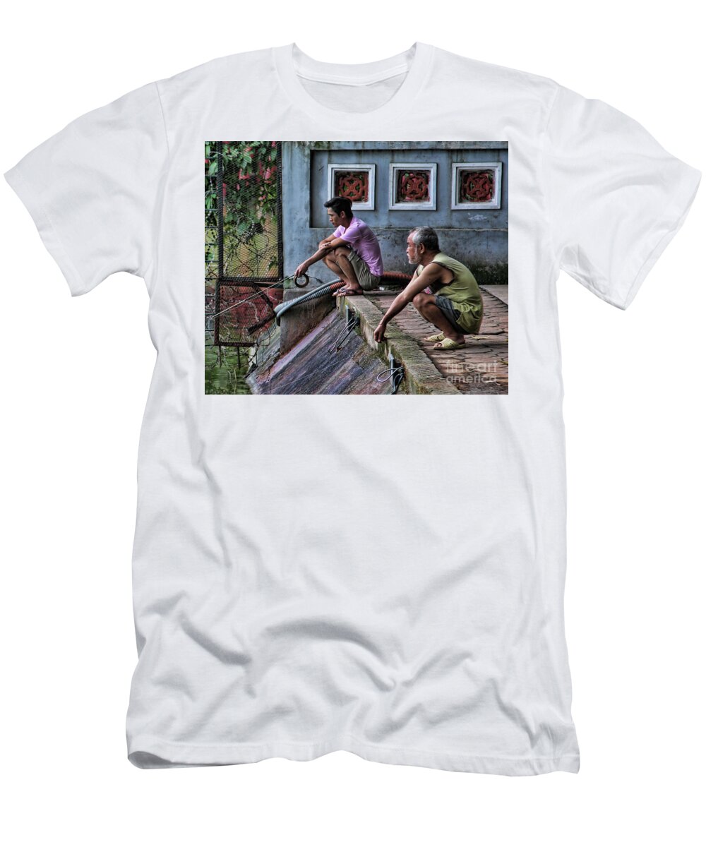 Fishing 2 Vietnamese Men T-Shirt by Chuck Kuhn - Pixels