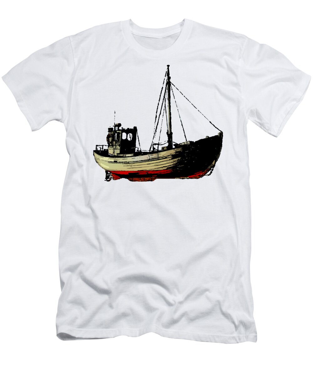 Fishing T-Shirt featuring the digital art Fishing Boat by Piotr Dulski