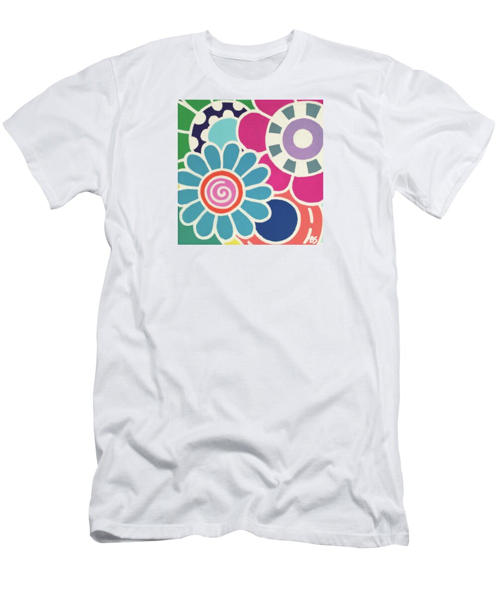 Flowers T-Shirt featuring the painting Five Blooms by Beth Ann Scott