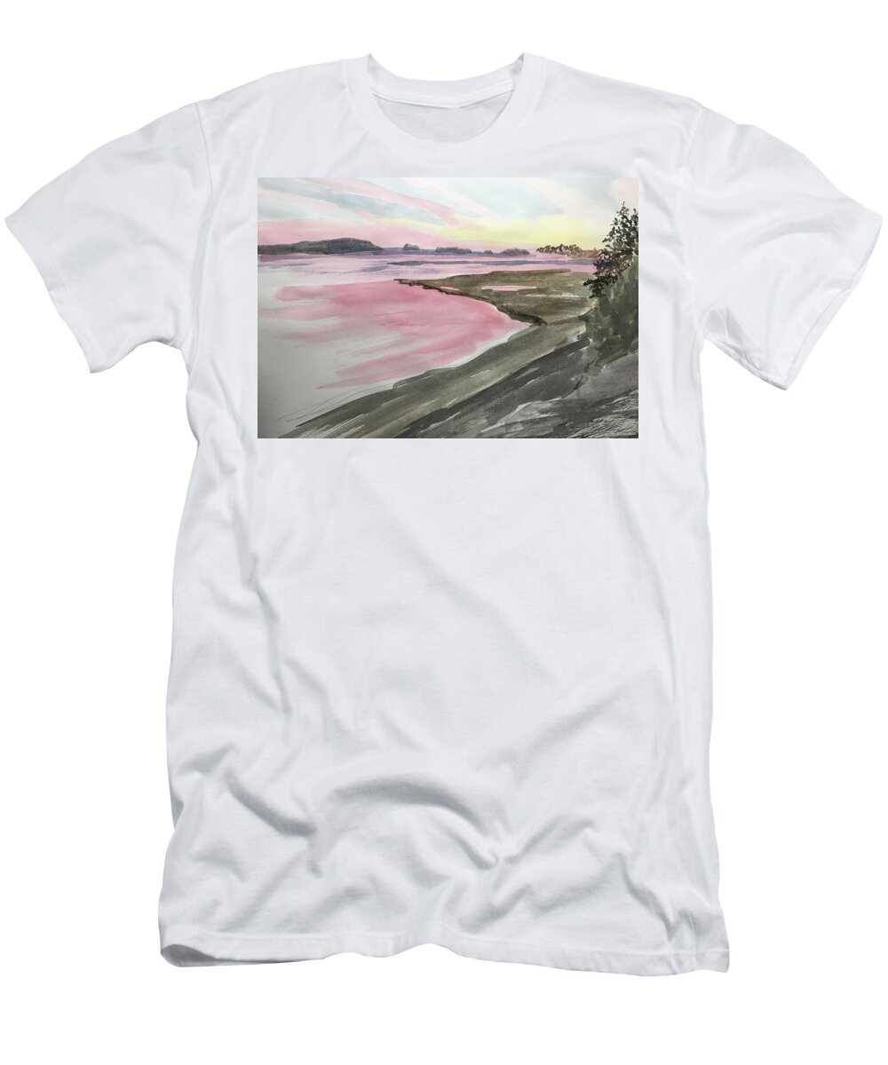 Five Islands T-Shirt featuring the painting Five Islands - watercolor sketch by Joel Deutsch