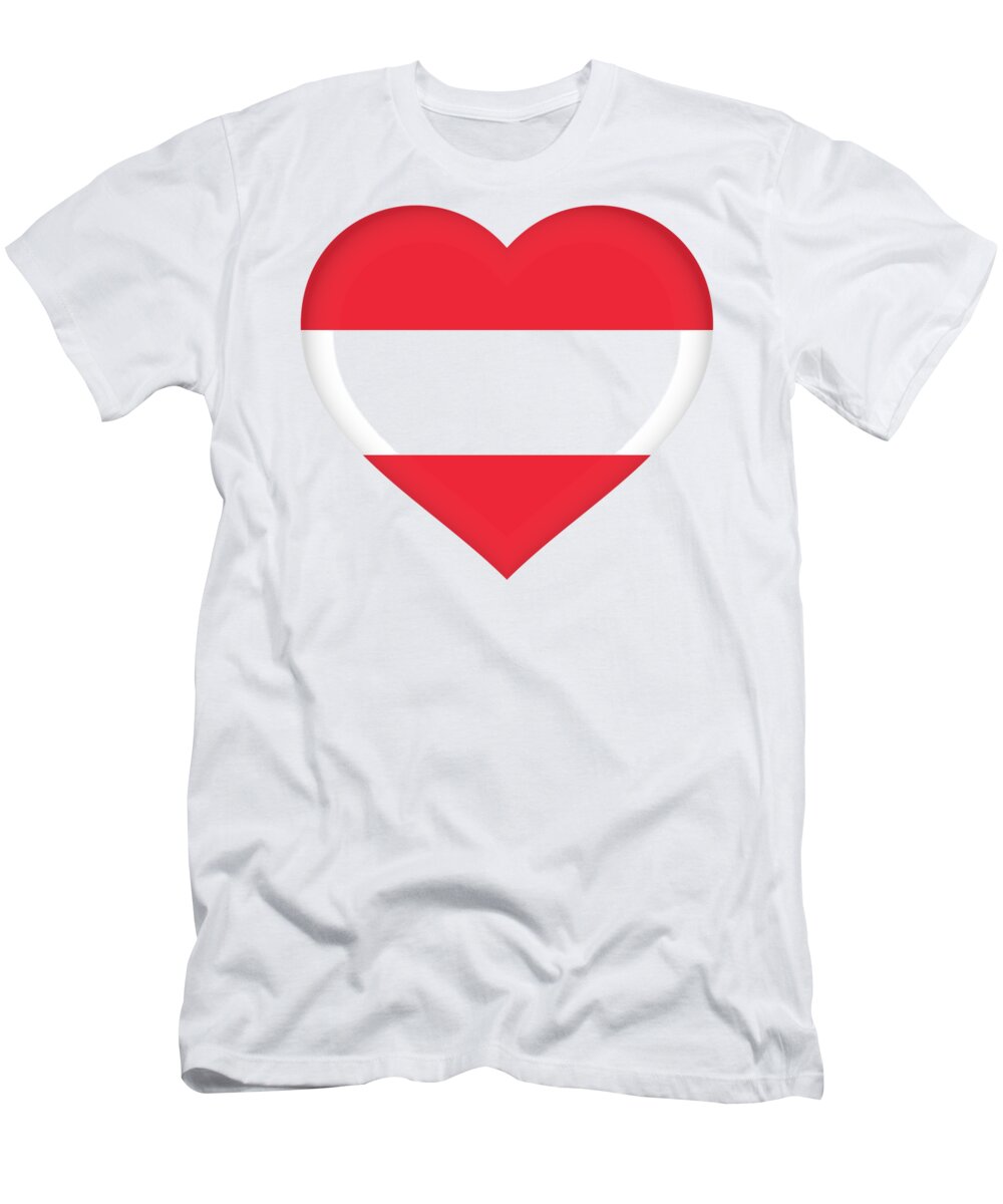 Austria T-Shirt featuring the digital art Flag of Austria Heart by Roy Pedersen
