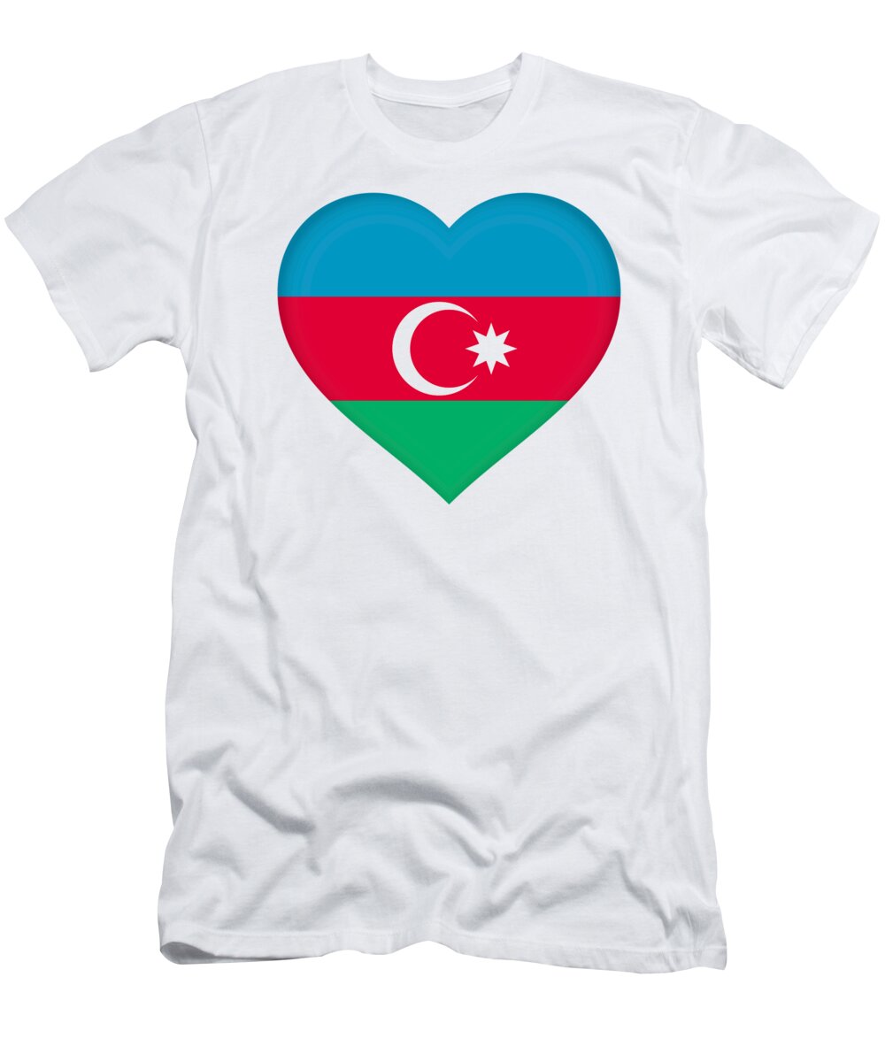 Azerbaijan T-Shirt featuring the digital art Flag of Azerbaijan Heart by Roy Pedersen
