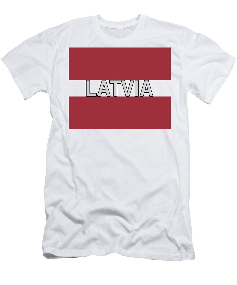 Europe T-Shirt featuring the digital art Flag of Latvia Word by Roy Pedersen