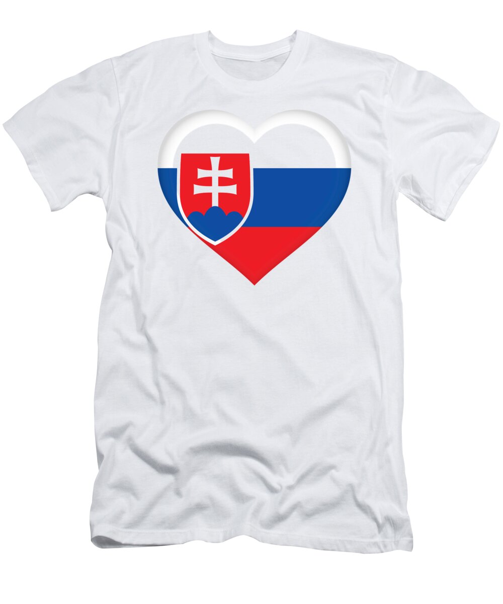 Slovak T-Shirt featuring the digital art Flag of Slovakia Heart by Roy Pedersen