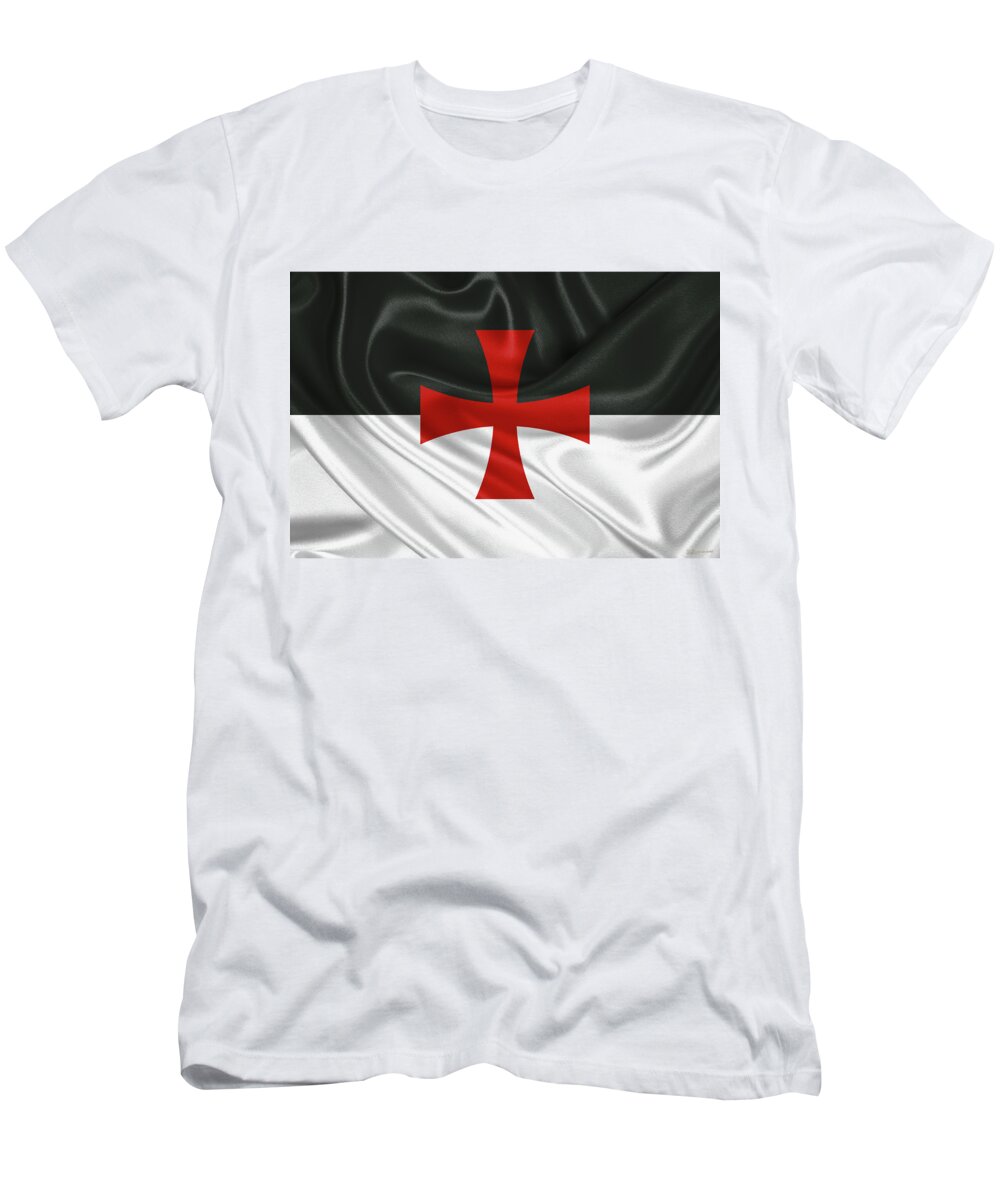 'ancient Brotherhoods' Collection By Serge Averbukh T-Shirt featuring the digital art Flag of the Knights Templar by Serge Averbukh