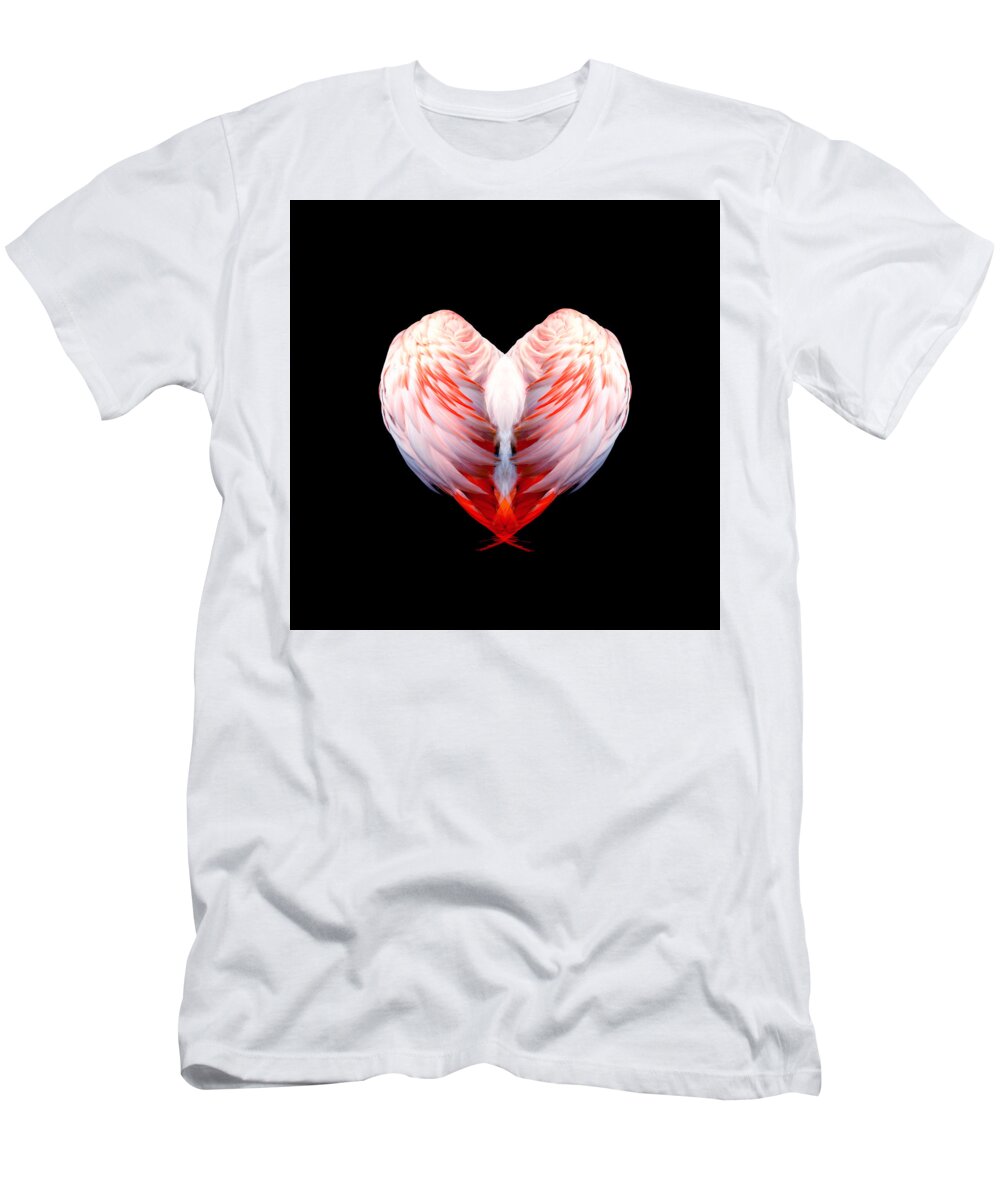 Flamingo T-Shirt featuring the digital art Flamingo Feathers Love Special Edition by M E