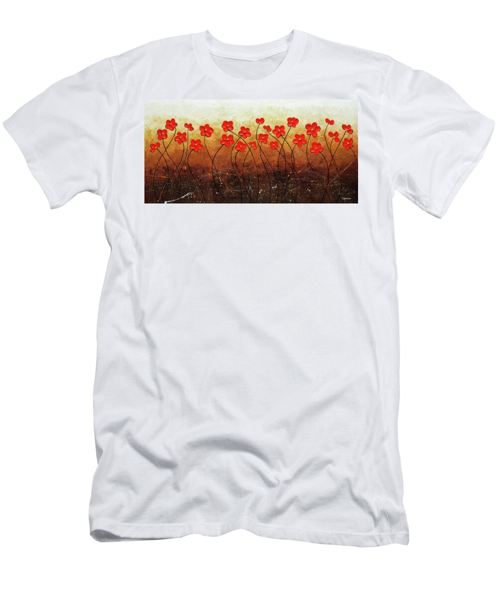 Flower T-Shirt featuring the painting Flores de mi Jardin by Carmen Guedez