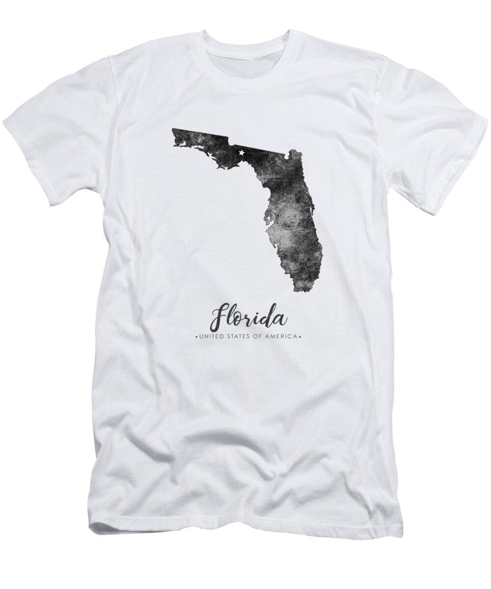 Florida State Map Art Grunge Silhouette T Shirt For Sale By