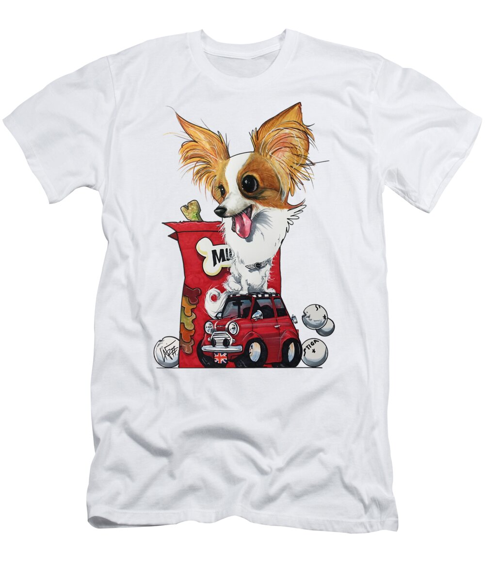 Pet Portrait T-Shirt featuring the drawing Flounders 7-1478 by Canine Caricatures By John LaFree