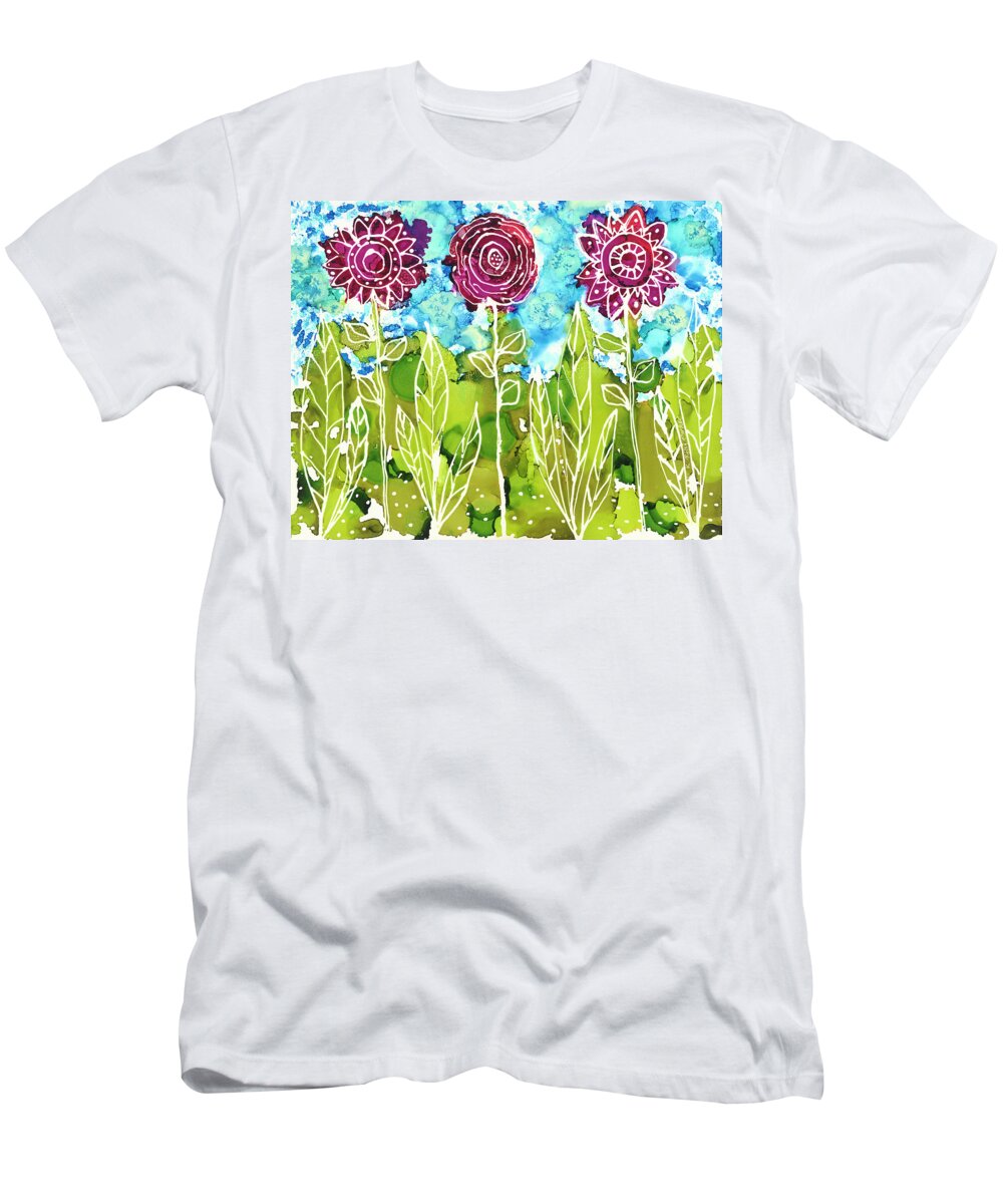 Flowers T-Shirt featuring the painting Flower Power by Kathryn Riley Parker