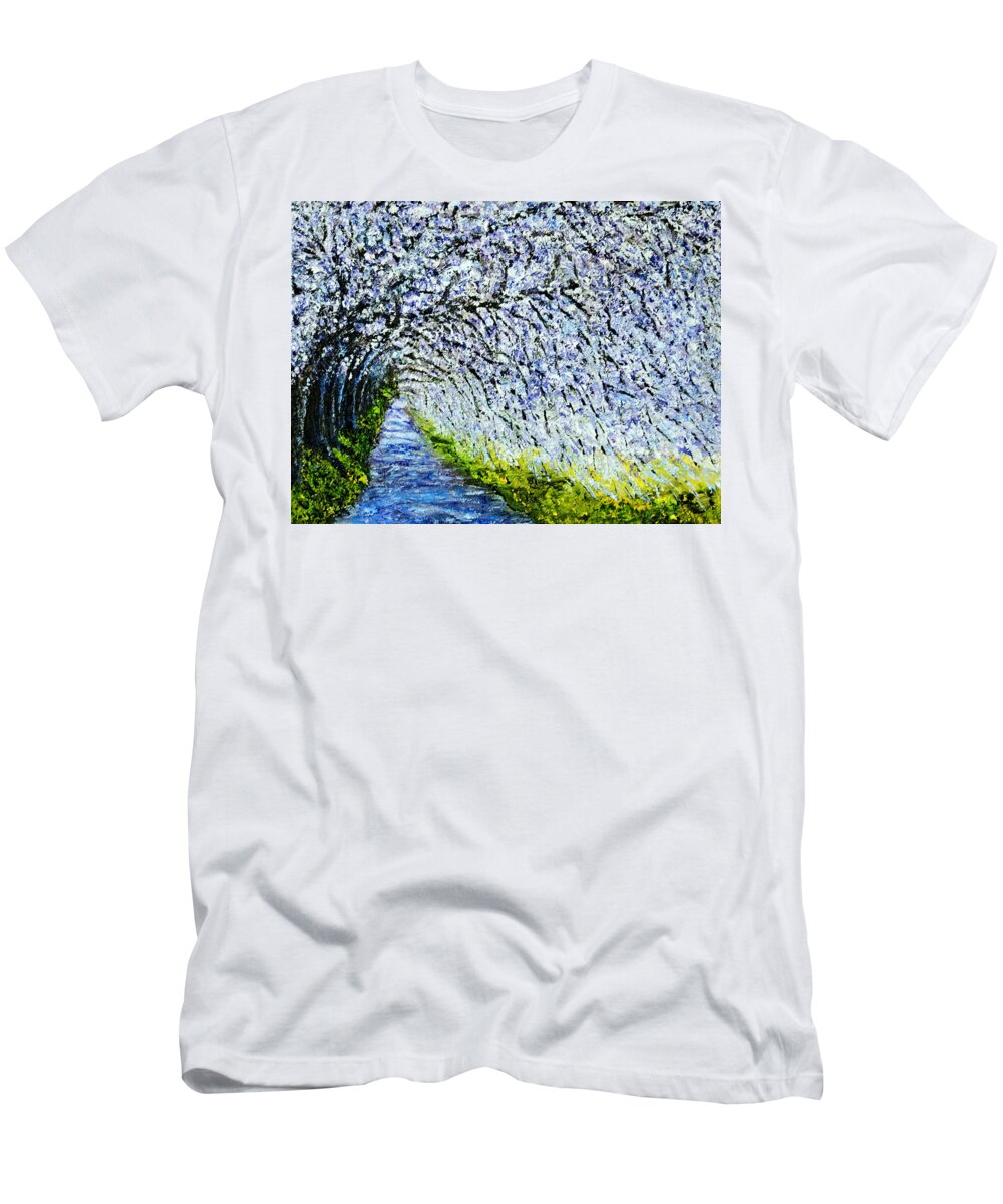 Impressionist T-Shirt featuring the painting Flowering Tree Lane by Terry R MacDonald