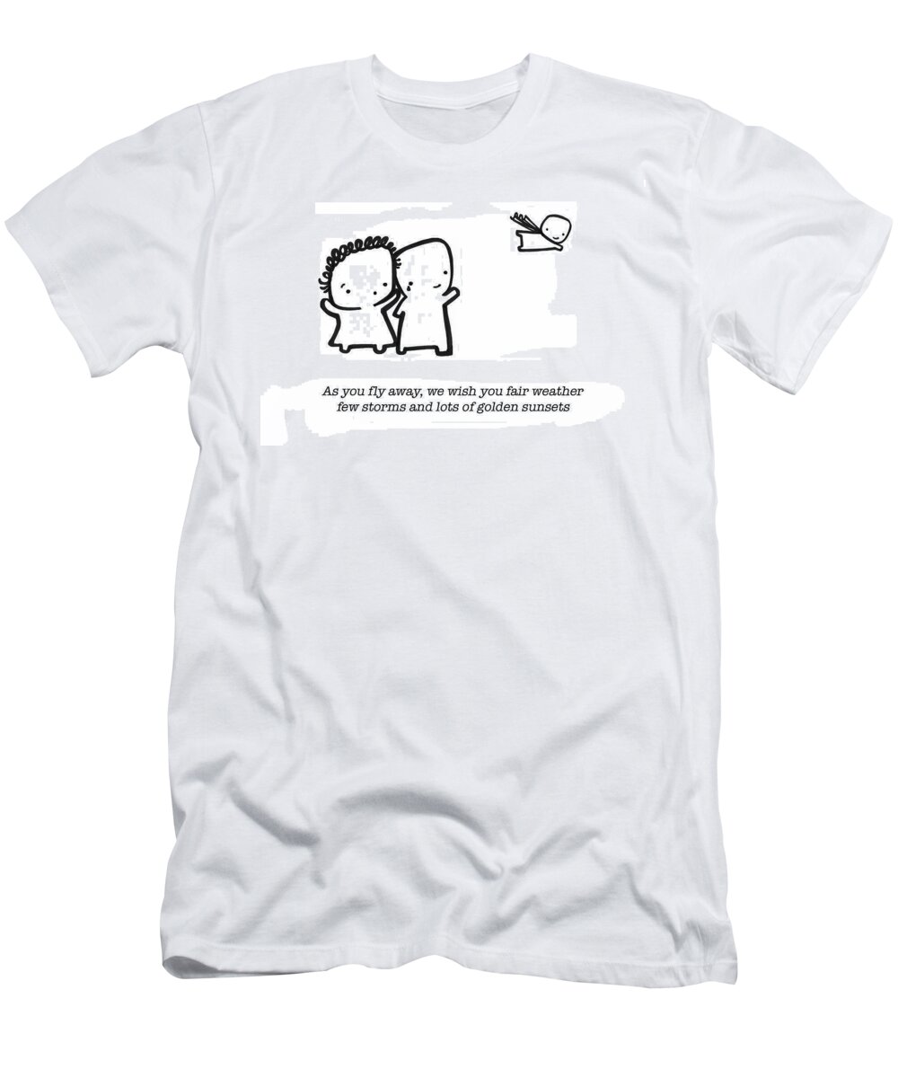 Bon Voyage T-Shirt featuring the drawing Fly Away by Leanne Wilkes
