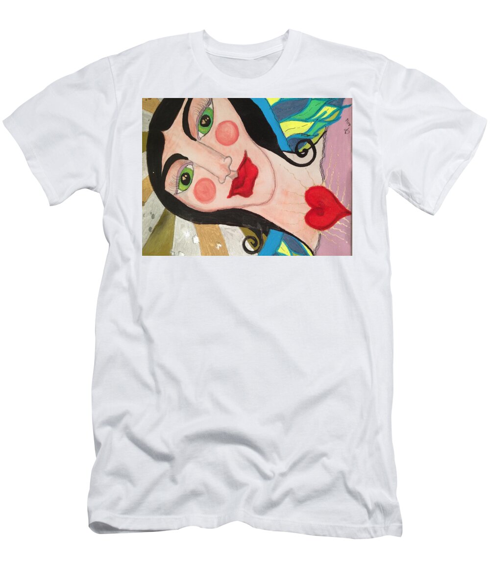 Angel T-Shirt featuring the painting Folk Goddess Angel by Christine Paris