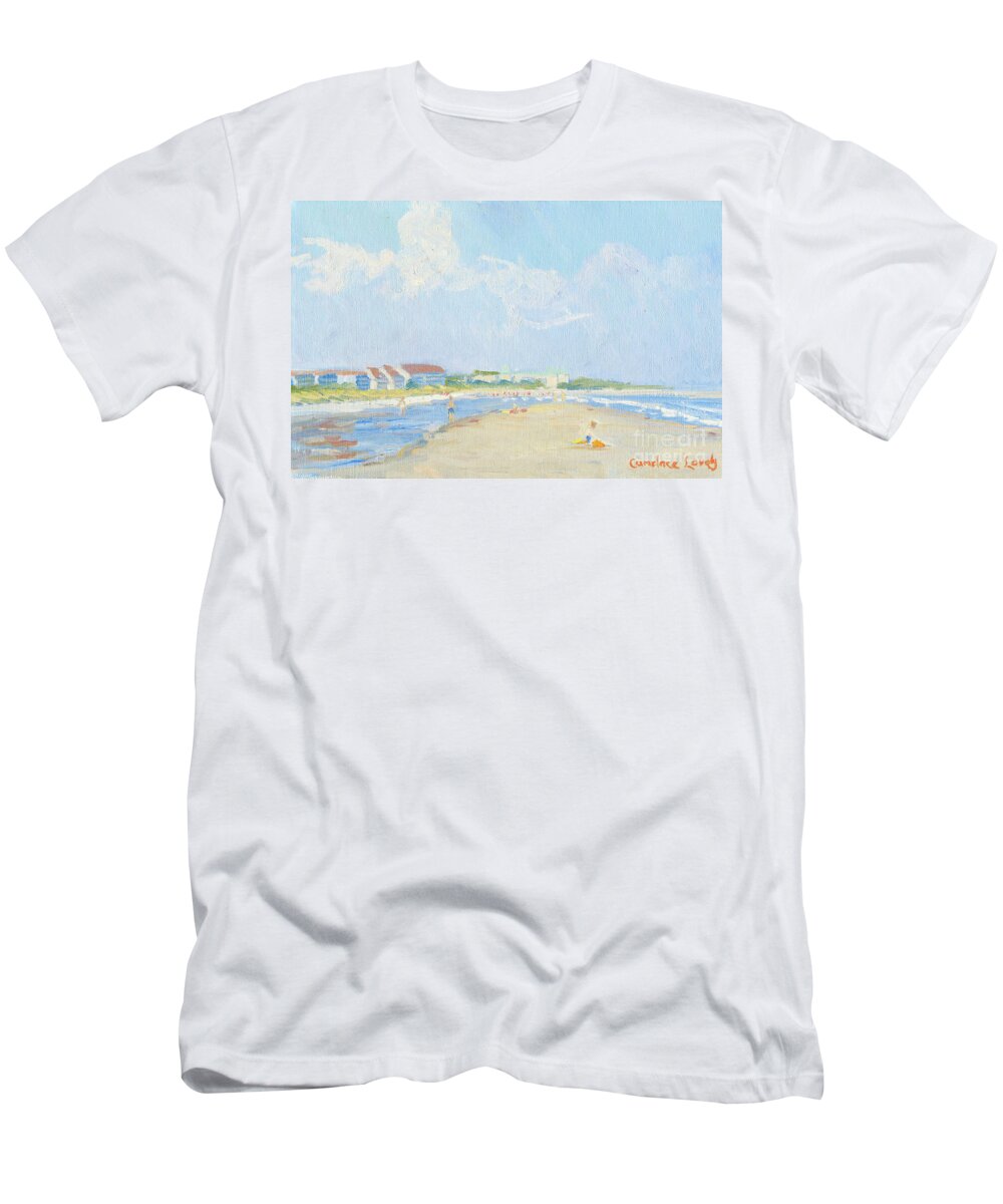 Folly Field Beach T-Shirt featuring the painting Folly Field Beach and the Westin by Candace Lovely