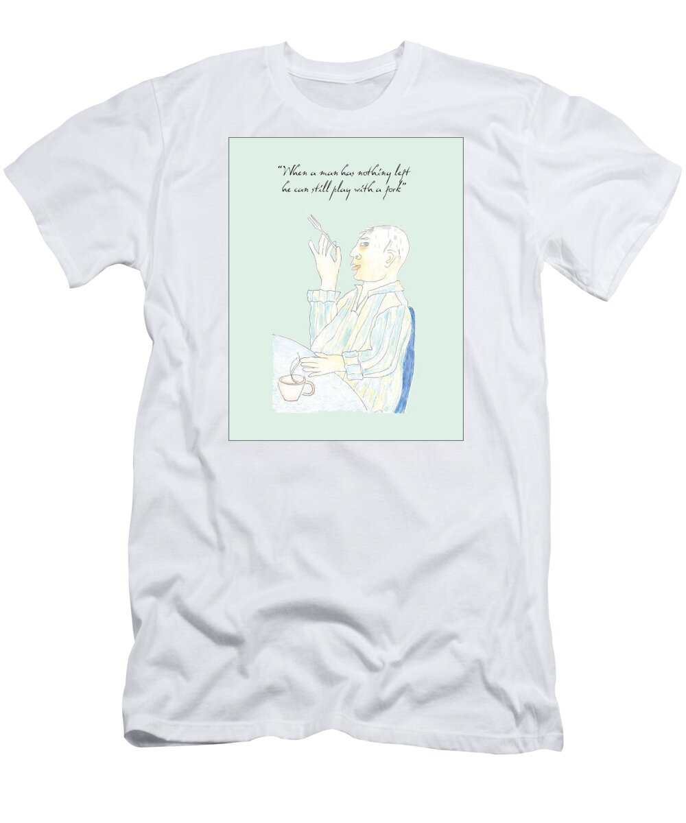 Old Age T-Shirt featuring the drawing Fork Play by Heather Hennick