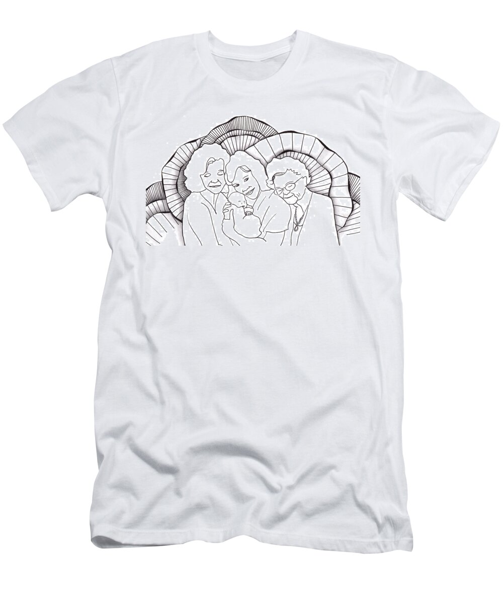 Zentangle T-Shirt featuring the drawing Four Generations by Jan Steinle