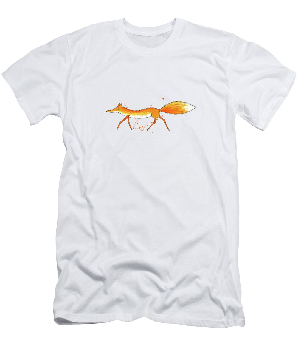 Fox T-Shirt featuring the painting Fox by Andrew Hitchen