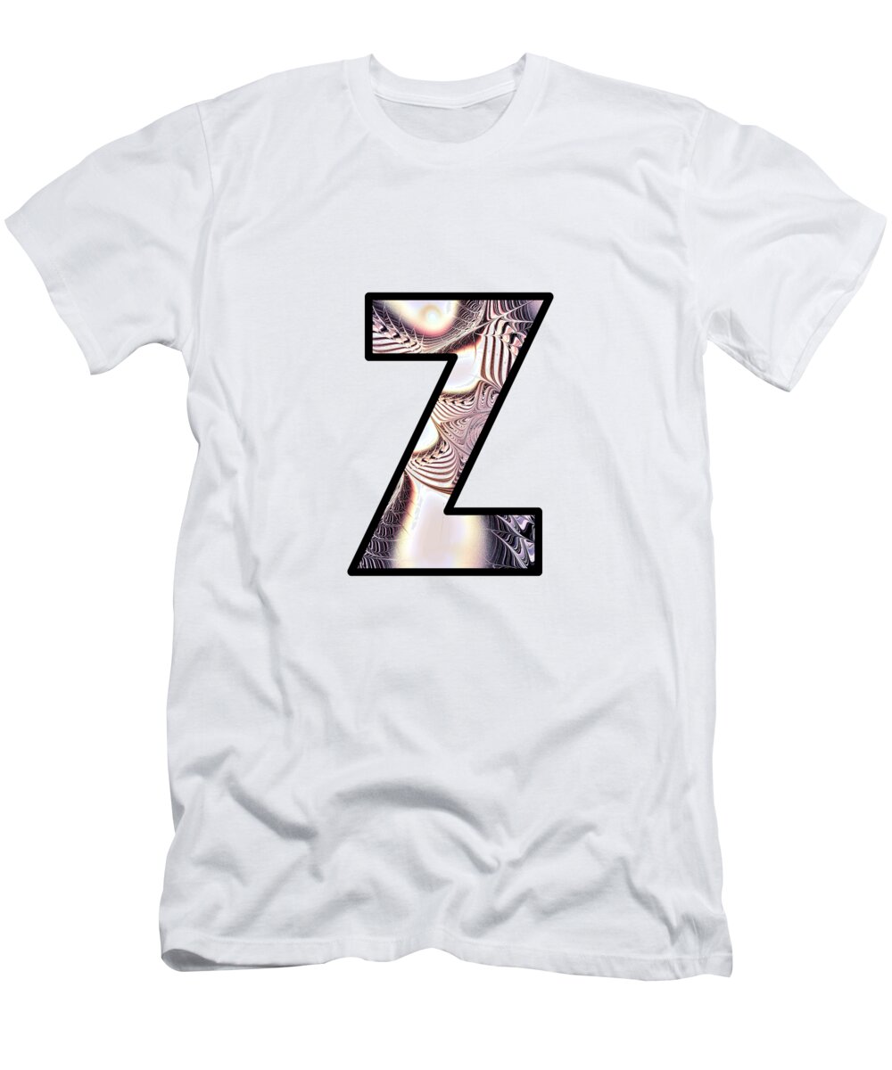 Z T-Shirt featuring the digital art Fractal - Alphabet - Z is for Zebra Colors by Anastasiya Malakhova