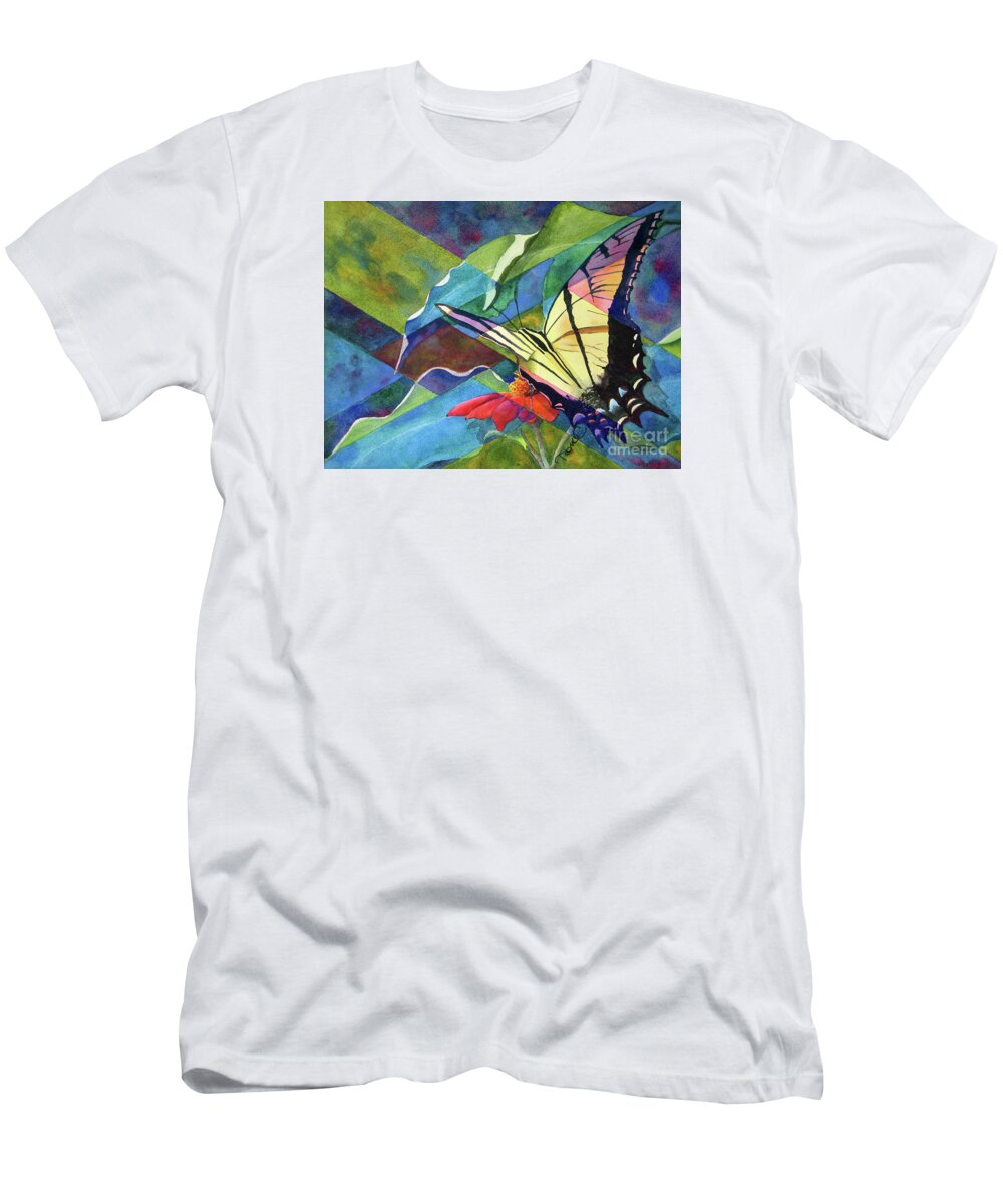 Nancy Charbeneau T-Shirt featuring the painting Fractured Butterfly by Nancy Charbeneau