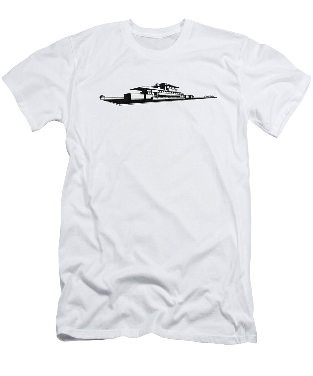 Frank T-Shirt featuring the drawing Frank Lloyd Wright's Robie House by Frank SantAgata