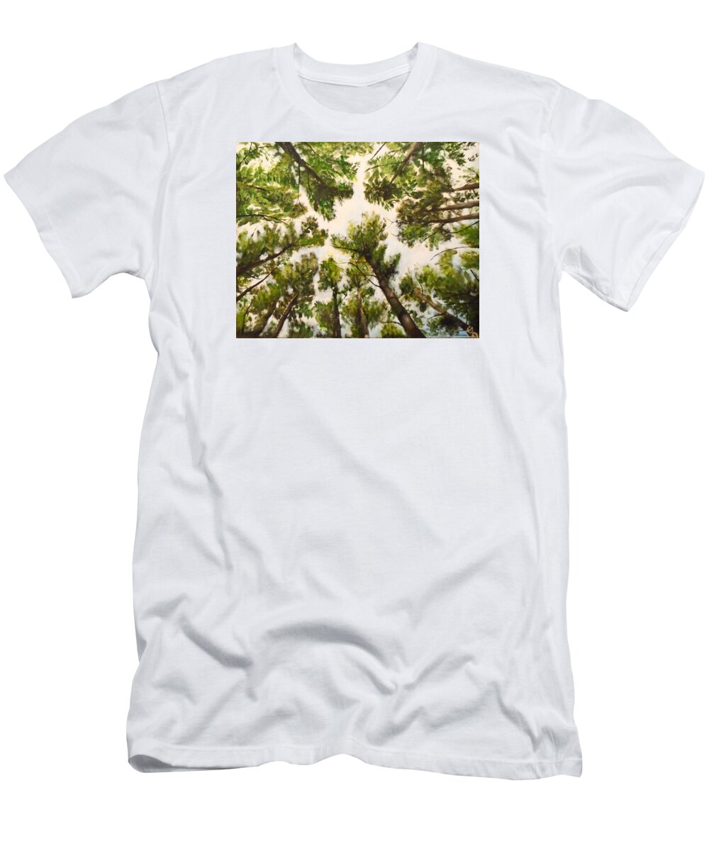 Forest Sky T-Shirt featuring the painting Free Falling by Jen Shearer