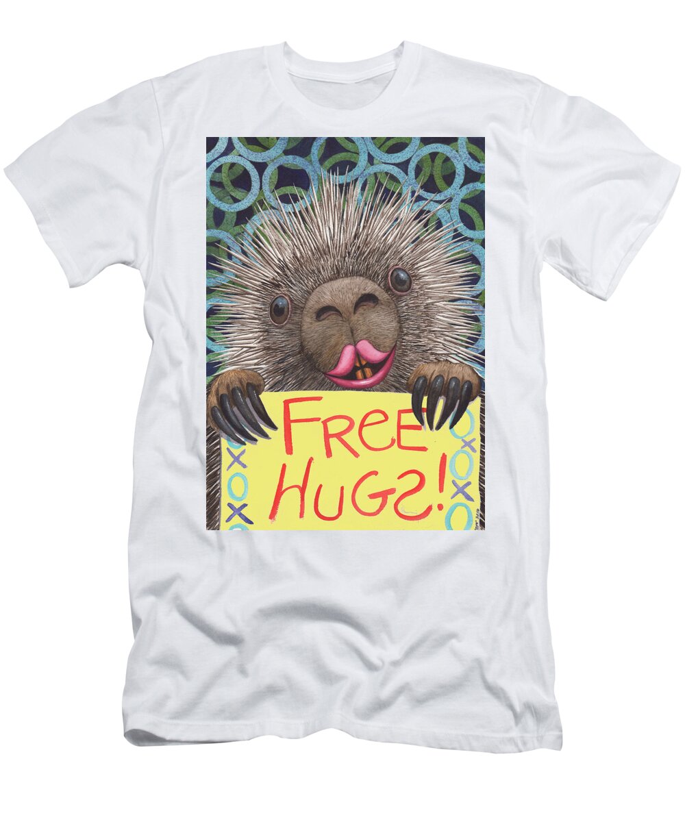 Porcupine T-Shirt featuring the painting Free Hugs by Catherine G McElroy